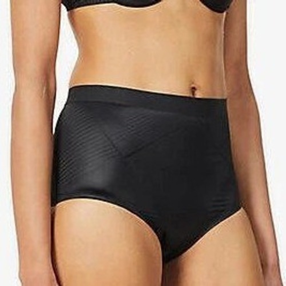 Spanx Large 10251R Thinstincts 2.0 Brief Black High Waist Seamless Tummy Control